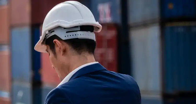 Hombre con un casco blanco