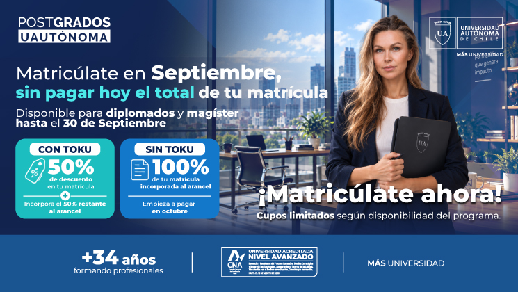¡Matricúlate ahora y paga en octubre!